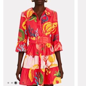 Never worn Farm Rio Mixed Fruits Ocean Dress Size Medium Red